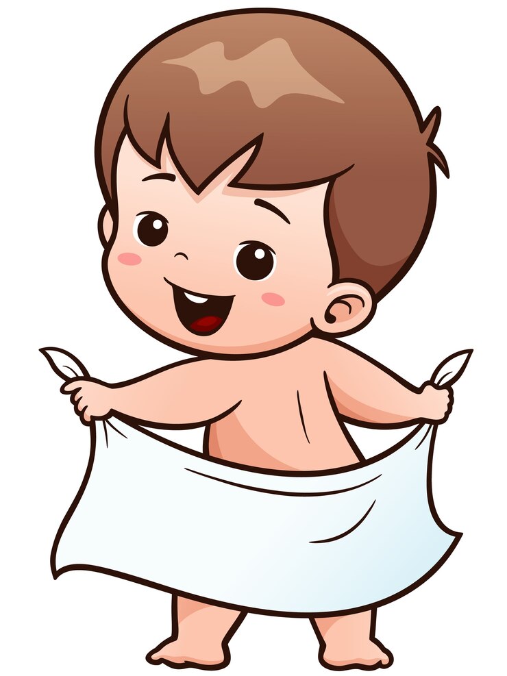 Cartoon Baby fare un bagno