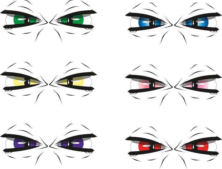 Vettore cartoon begli occhi vector set occhi arrabbiati del diavolo