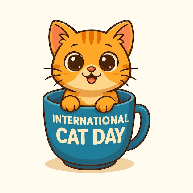 Cartoon carino del gatto in una tazza illustrazione