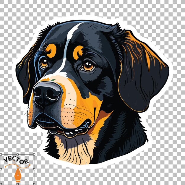 Cartoon carino Rottweiler adesivo vettoriale Illustrazione di stile Vermeer di alta qualità