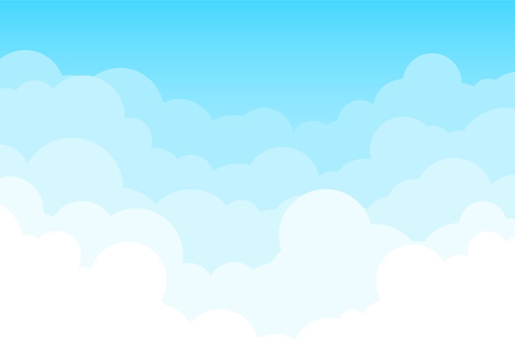 Vettore cartoon cielo nuvoloso in una giornata di sole una vista sopra la formazione di nubi illustrazione vettoriale