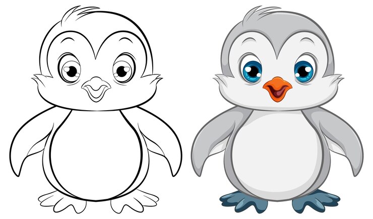 Vettore cartoon del bambino pinguino carino