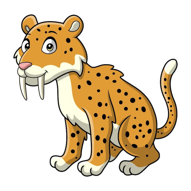 Vettore cartoon del smilodone su sfondo bianco
