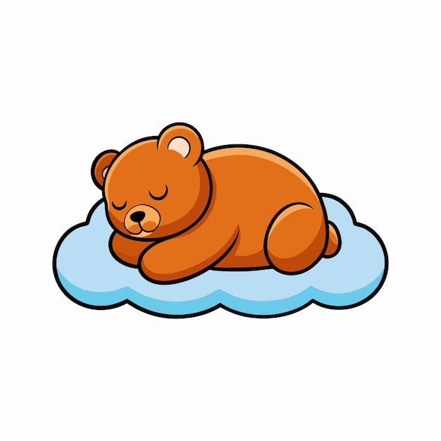 Cartoon dell'orso carino che dorme sulle nuvole