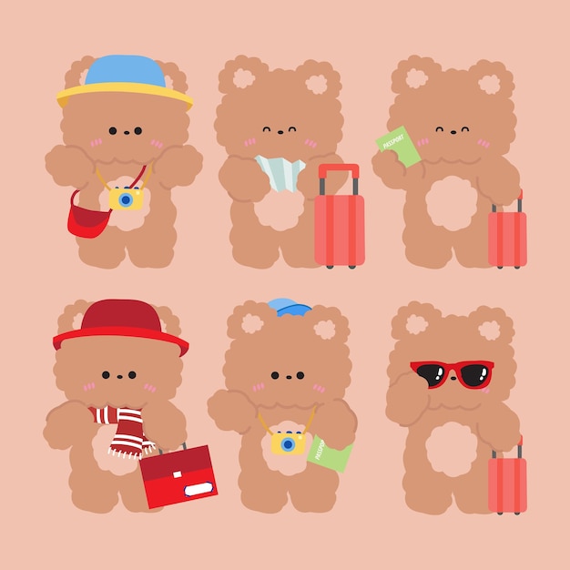 Cartoon dell'orso carino che viaggia