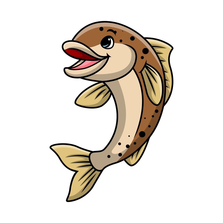 Cartoon di pesci salmone su sfondo bianco
