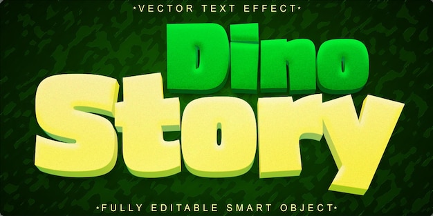 Cartoon Dino Story Vector Effetto di testo dell'oggetto intelligente completamente modificabile
