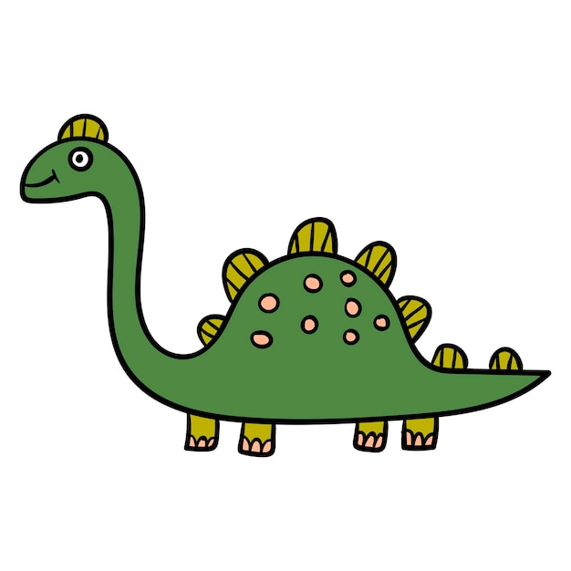 Cartoon doodle lineare dinosauro stegosauro isolato su sfondo bianco