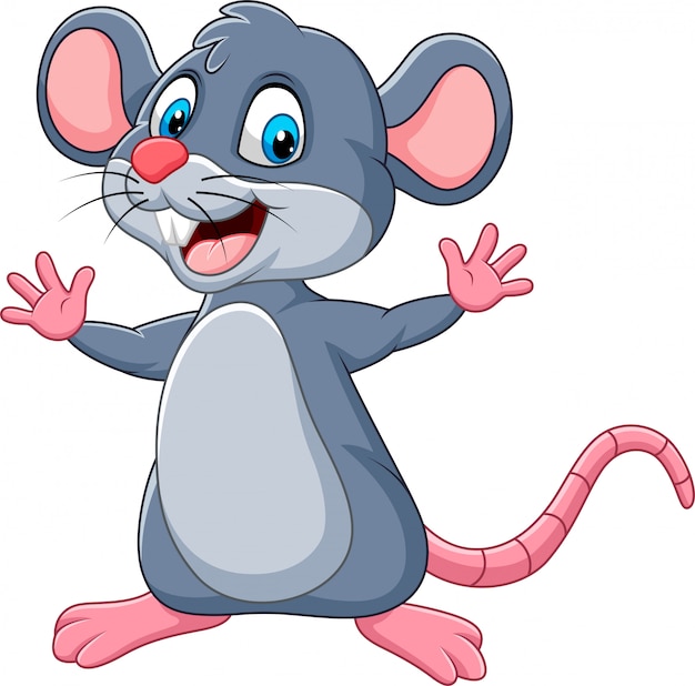 Cartoon felice mouse agitando