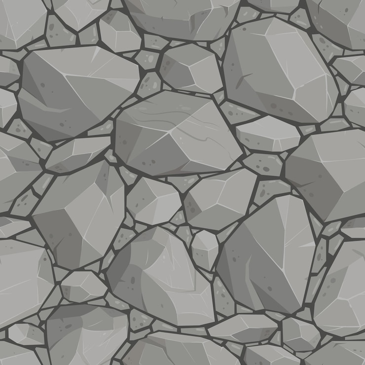 Vettore cartoon grigio roccia pietre texture seamless pattern granito sfondo illustrazione vettoriale