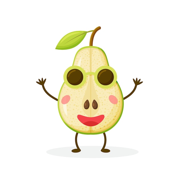 Cartoon illustrazione di una pera carino frutta mascotte