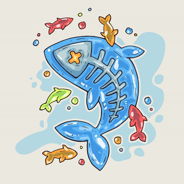 Cartoon Jelly Fish. Illustrazione del fumetto in stile alla moda comico.