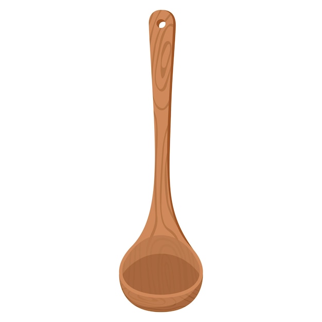 Cartoon natura utensili da cucina in legno utensile mestolo da minestra con struttura a grana di legno