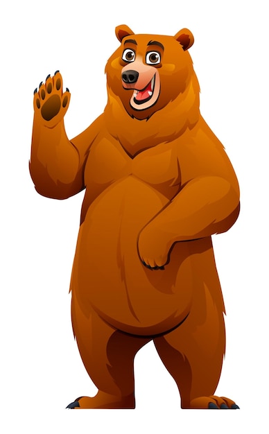 Cartoon orso agitando la mano illustrazione vettoriale isolato su sfondo bianco