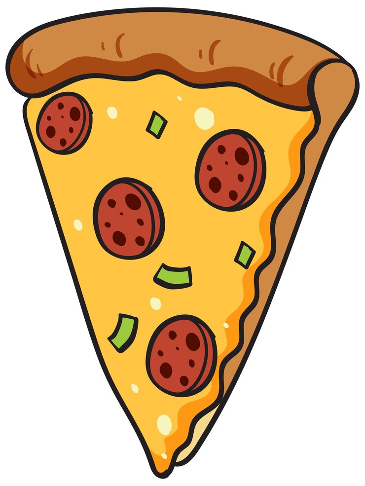 Vettore cartoon pepperoni pizza slice illustration