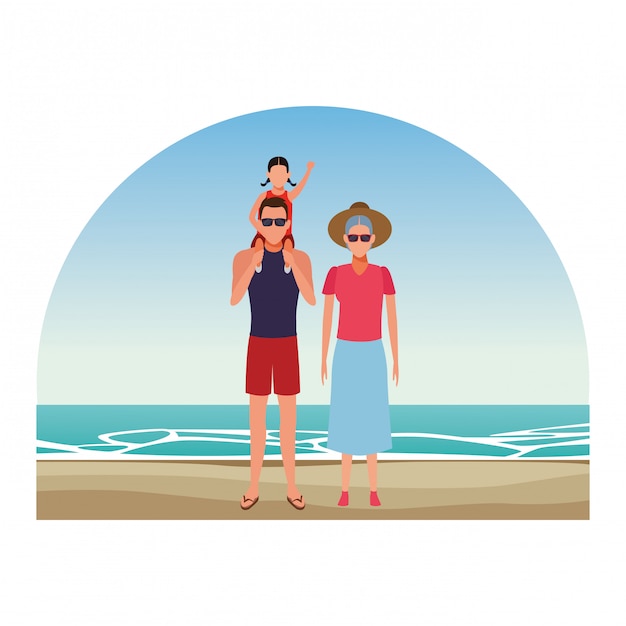 Cartoon persone in vacanza estiva
