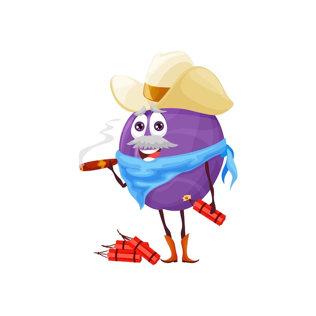 Cartoon plum cowboy sceriffo rapinatore texas bandito