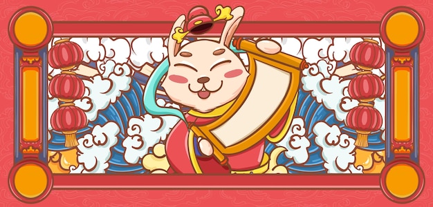 Cartoon Rabbit Anno Capodanno Cinese Illustrazione Materiali