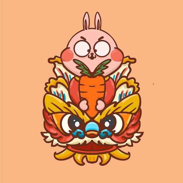 Cartoon Rabbit Anno Capodanno Cinese Illustrazione Materiali