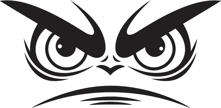 Vettore cartoon rage vector rappresentazione della maschera degli occhi arrabbiati anger animato anger angry eye mask logo iconico desi