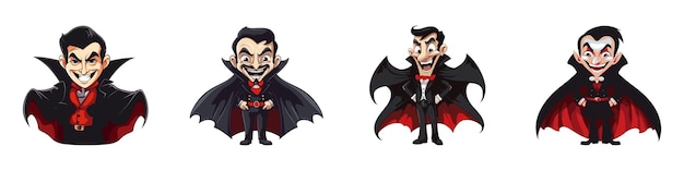 Cartoon sorridente Dracula set Illustrazione vettoriale