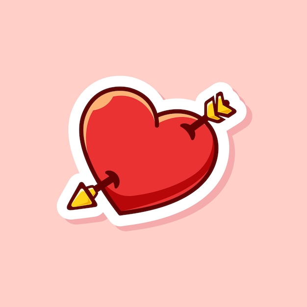 cartoon vettoriale carino di freccia cuore rosso isolato