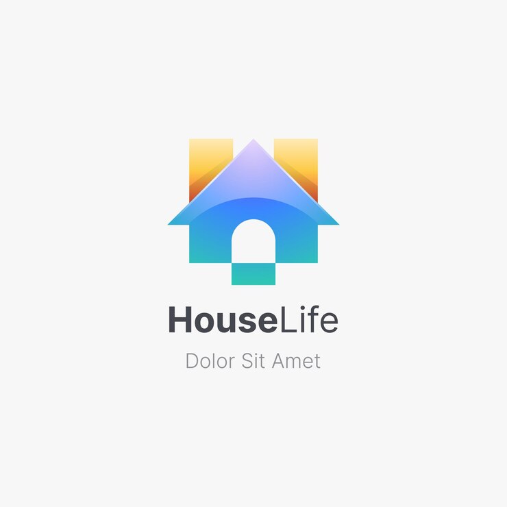 Casa colorata con logo semplice lettera h