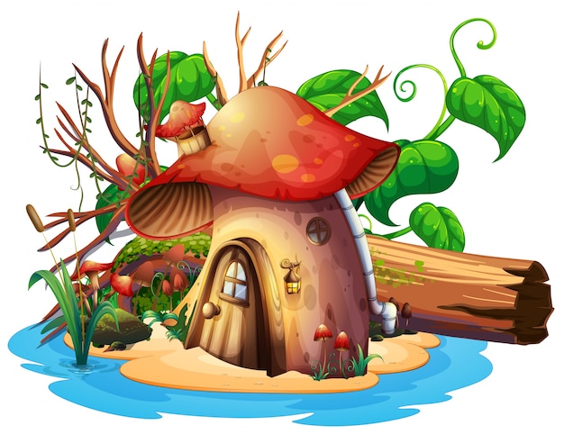 Casa dei funghi con giardino sull&#39;isola