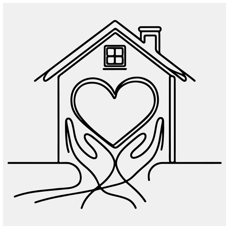 Vettore casa del cuore all'interno di una linea continua disegnata illustrazione di stock