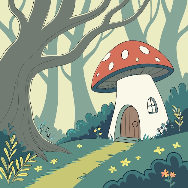 Casa di funghi nella foresta