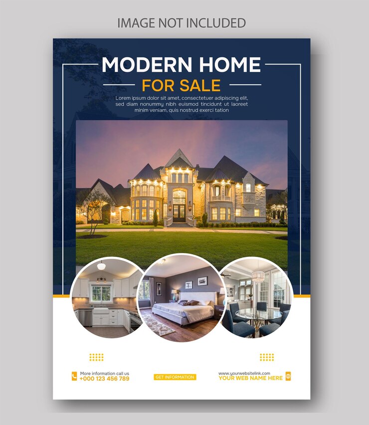 Vettore casa immobiliare in vendita modello flayer.