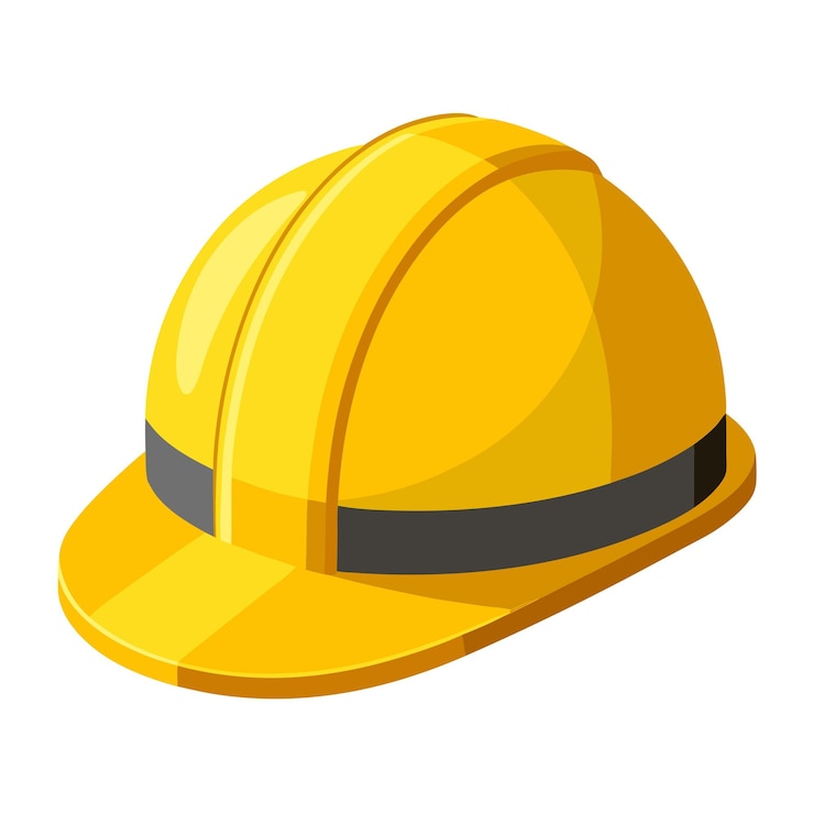 Vettore casco giallo isolato su bianco