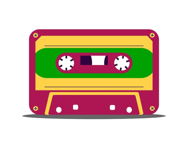 Cassetta audio vintage retrò anni '80 e '90 per un'elegante illustrazione vettoriale di feste retrò