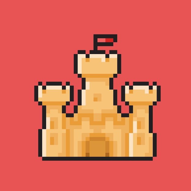 castello di sabbia in stile pixel art