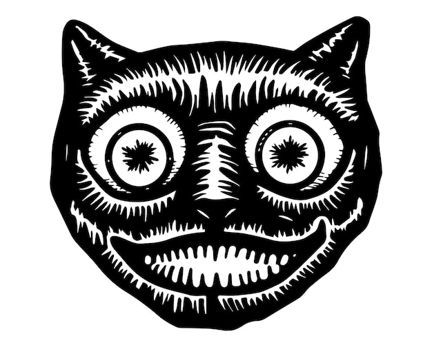 Cat Face Demonic Tattoo Logo Needles Spikes Carnival Show Toothy Divertente Spaventoso