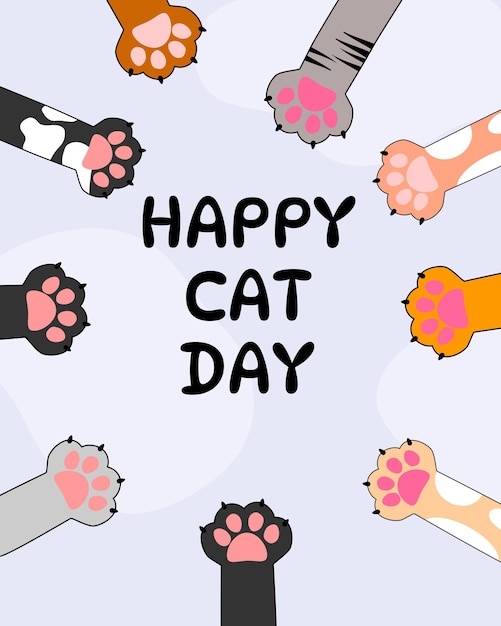 Cat paw border animata carta di vacanza per animali moderna e giocosa perfetta per i social media e l'arredamento
