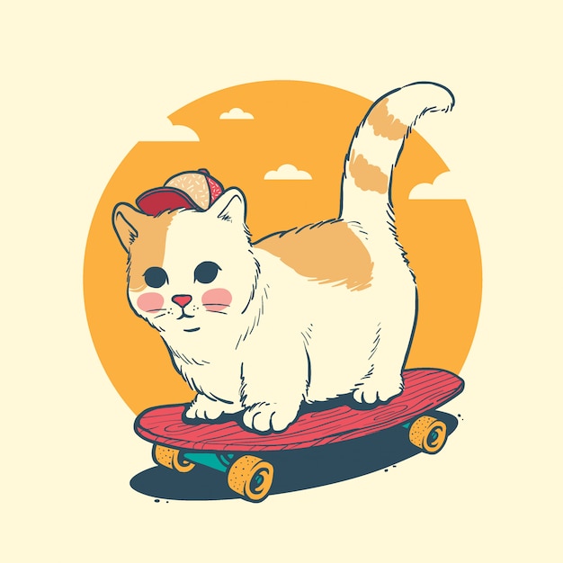 Cat Skateboarding