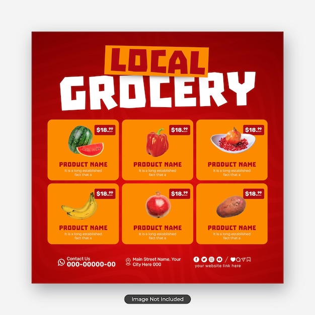Catalogo di prodotti del mercato locale modello di post sui social media