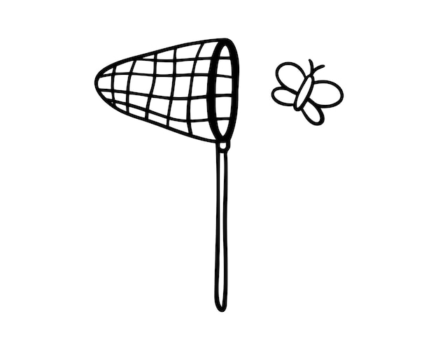 cattura farfalla cartone animato farfalla rete icona doodle disegnato a mano linea di contorno disegno simbolo clipart