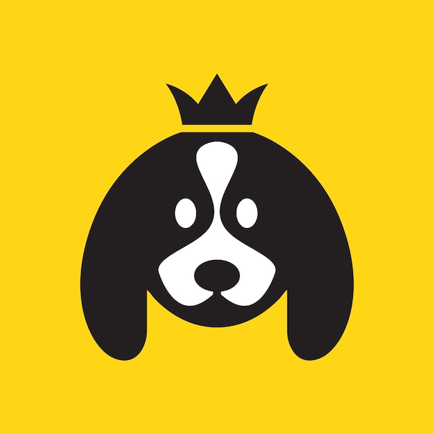 Cavalier King Charles Spaniel cane animali domestici corona re regina mascotte carino cartone animato logo icona illustrazione vettoriale