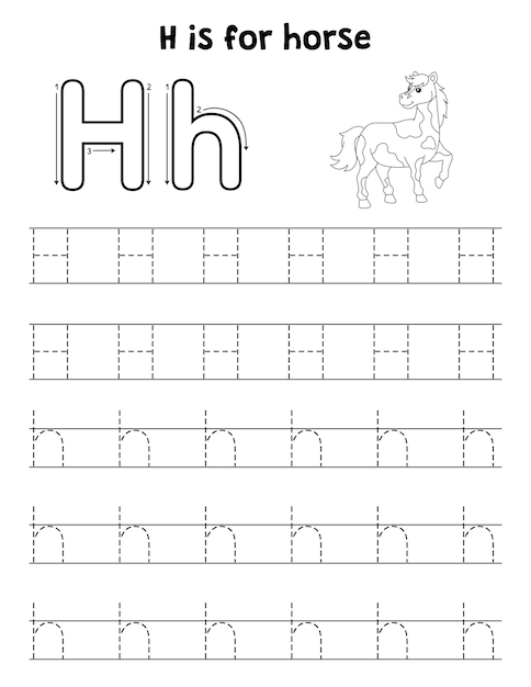 Cavallo Animal Tracing Letter ABC Coloring H