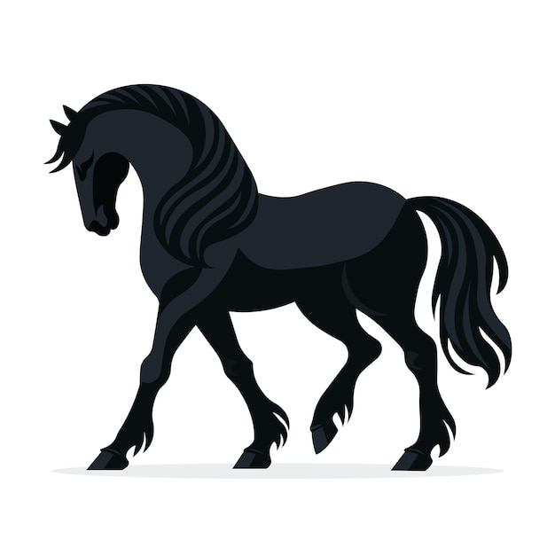 cavallo nero isolato su sfondo bianco illustrazione vettoriale piatta