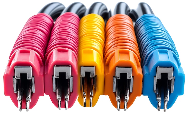Vettore cavi e connettori colorati