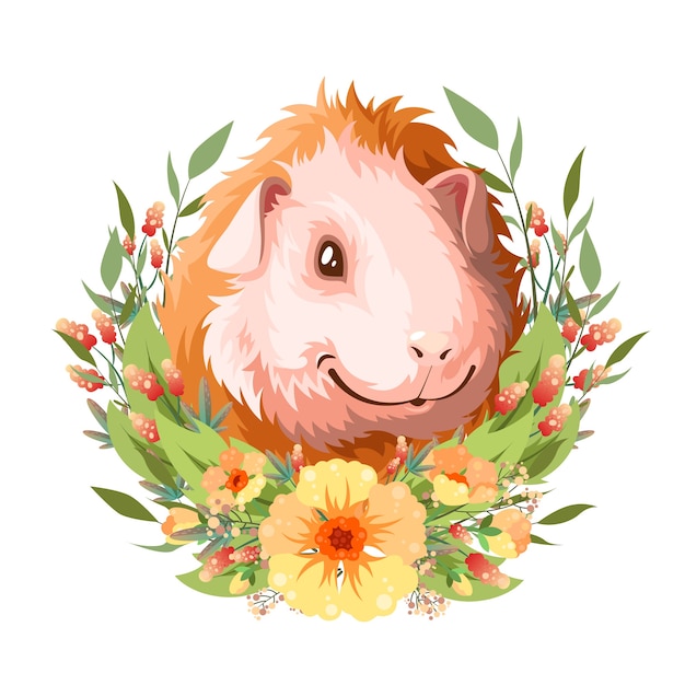 Cavia in fiori gialli.