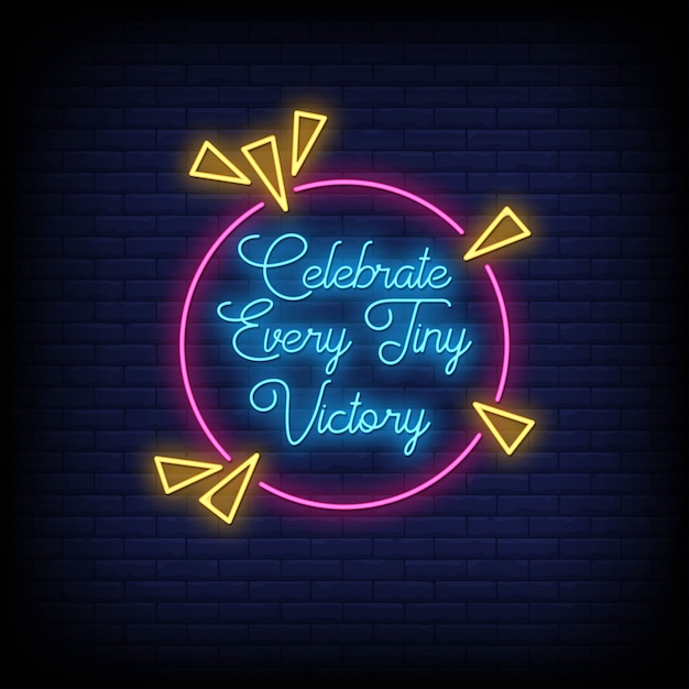 Celebra ogni piccolo testo in stile insegne al neon di vittoria