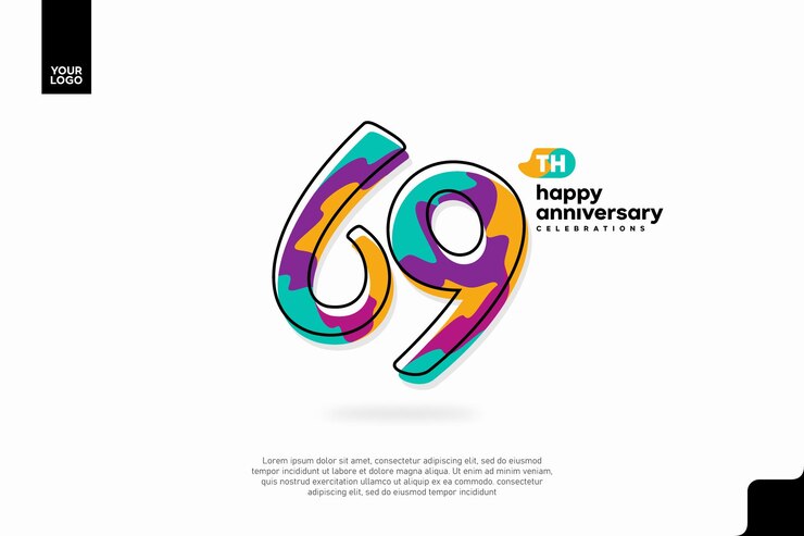 Vettore celebrazione colorata del 69° anniversario