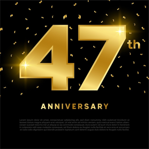 Celebrazione del 47° anniversario con colore glitter oro e sfondo nero
