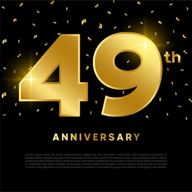 Celebrazione del 49° anniversario con colore glitter oro e sfondo nero