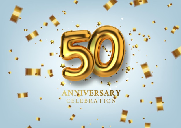 Celebrazione del 50 ° anniversario Numero sotto forma di palloncini dorati.
