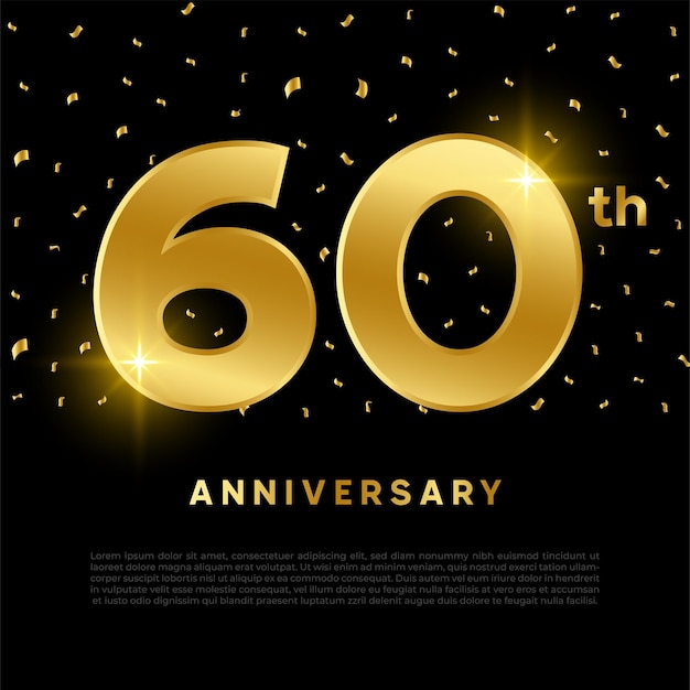 Celebrazione del 60° anniversario con colore glitter oro e sfondo nero